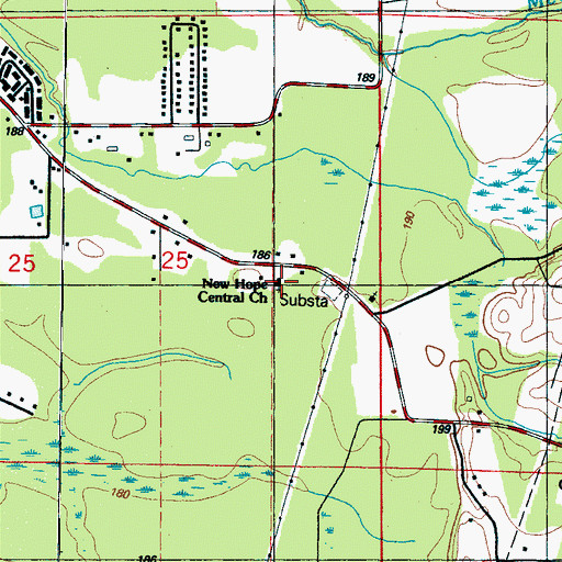 Topographic Map of New Hope Central Church, MS