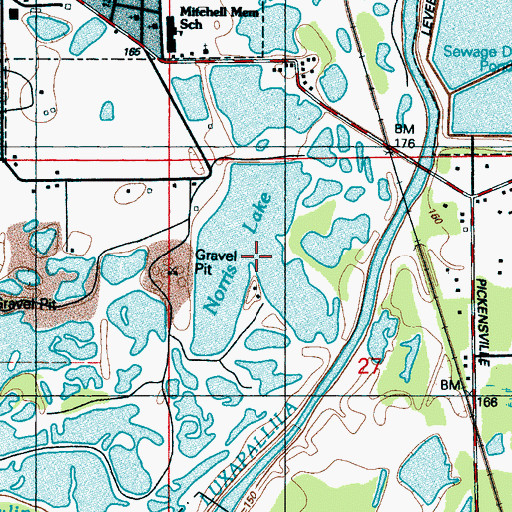 Topographic Map of Norris Lake, MS