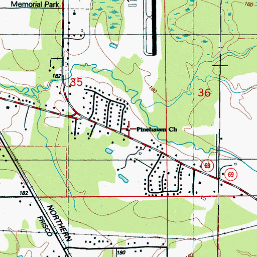 Topographic Map of Pinehaven Church, MS