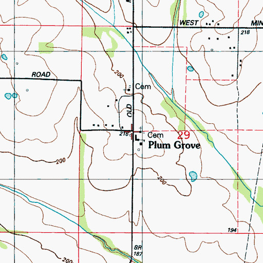 Topographic Map of Plum Grove, MS