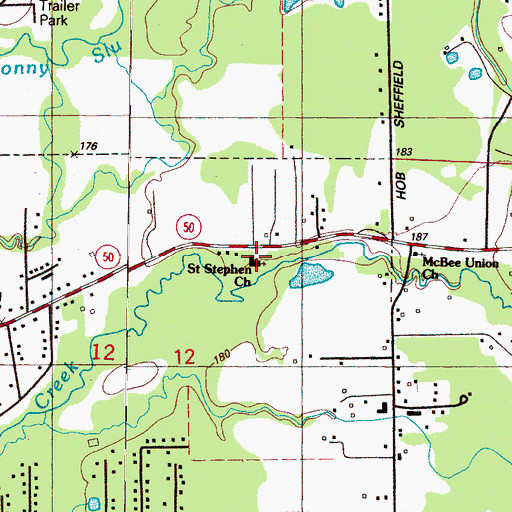 Topographic Map of Saint Stephen Church, MS