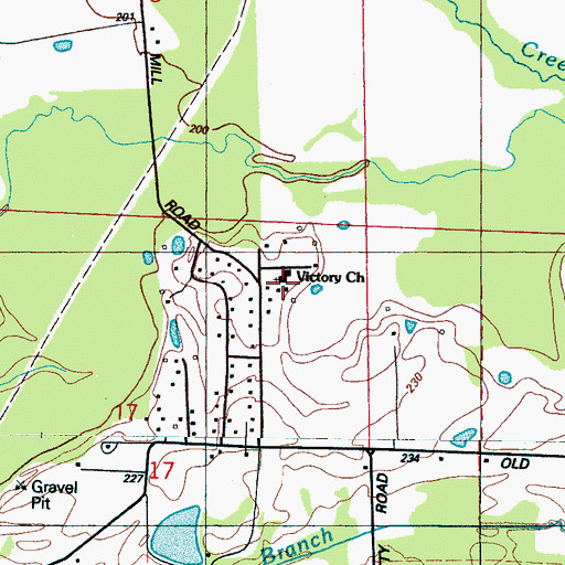 Topographic Map of Victory Church, MS