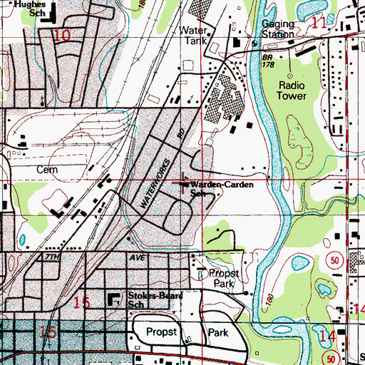 Topographic Map of Warden-Carden School, MS