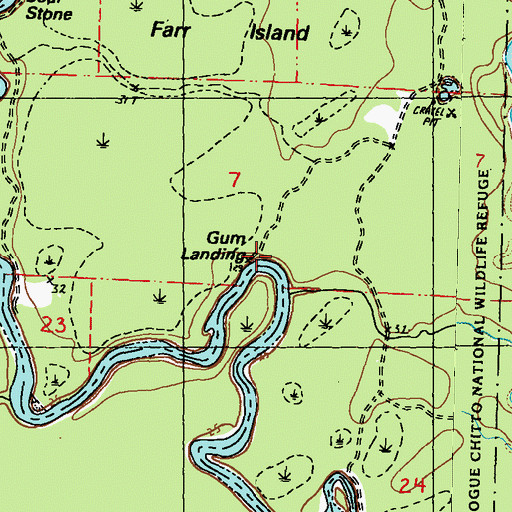 Topographic Map of Gum Landing, MS