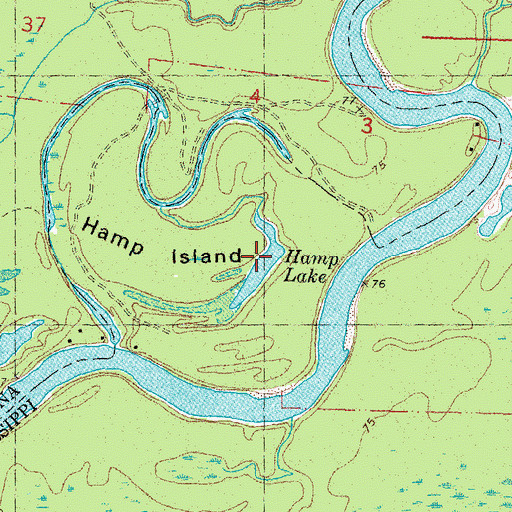 Topographic Map of Hamp Lake, MS