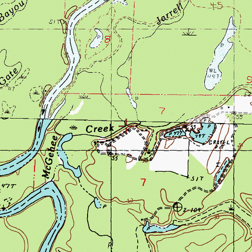Topographic Map of Jarrell Creek, MS