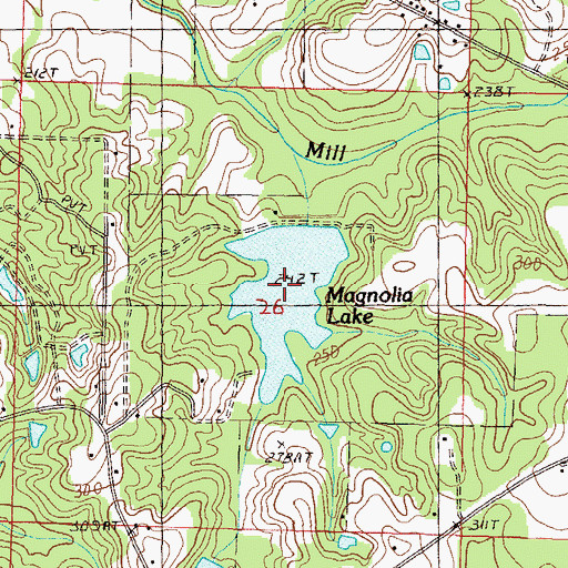 Topographic Map of Magnolia Lake, MS