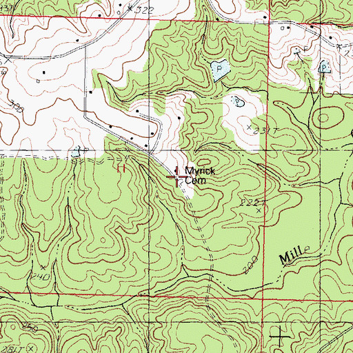 Topographic Map of Myrick Cemetery, MS