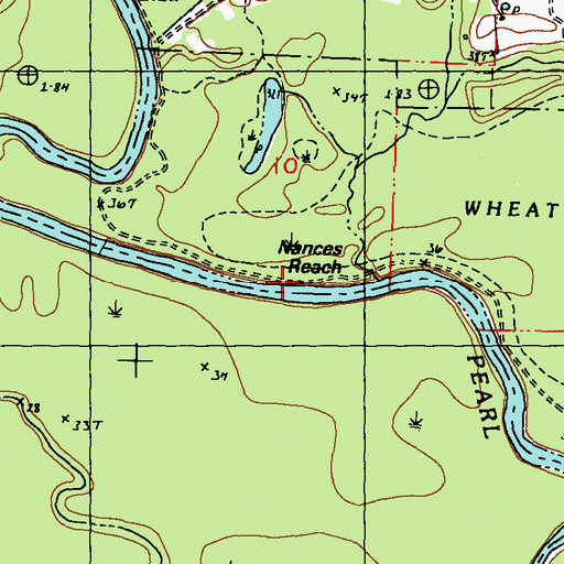 Topographic Map of Nances Reach, MS