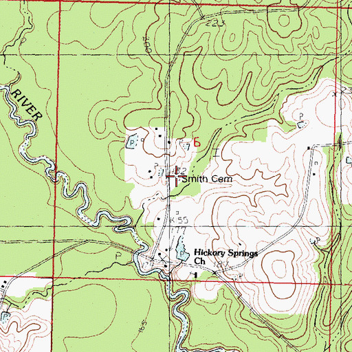 Topographic Map of Smith Cemetery, MS