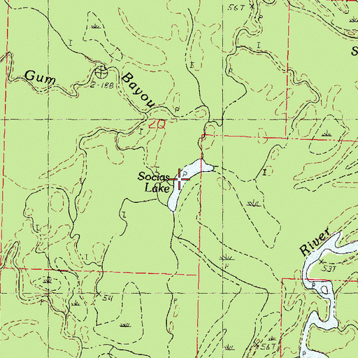 Topographic Map of Socias Lake, MS