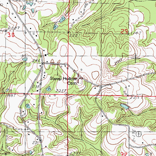 Topographic Map of Steep Hollow Cemetery, MS
