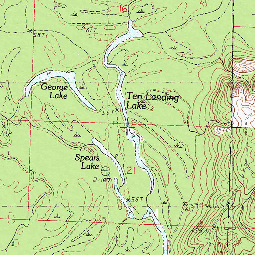 Topographic Map of Ten Landing Lake, MS