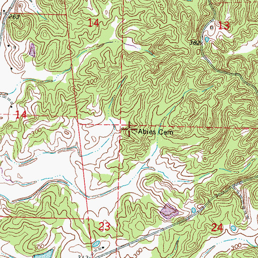 Topographic Map of Ables Cemetery, MS