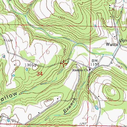 Topographic Map of Township of Red River, AR
