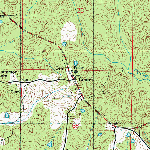 Topographic Map of Center, MS