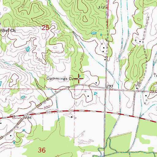 Topographic Map of Cummings Cemetery, MS