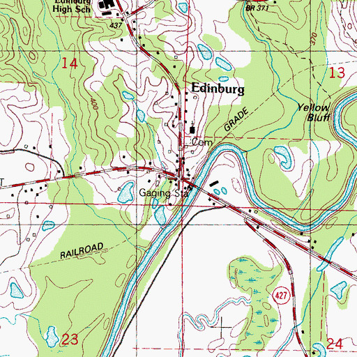 Topographic Map of Edinburg, MS