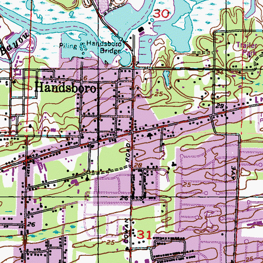 Topographic Map of Handsboro, MS