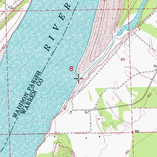 Topographic Map of Hennesseys Bayou, MS