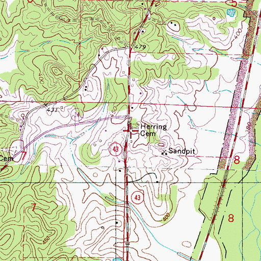Topographic Map of Herring Cemetery, MS