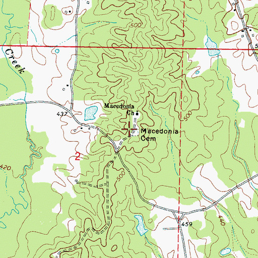 Topographic Map of Macedonia Cemetery, MS