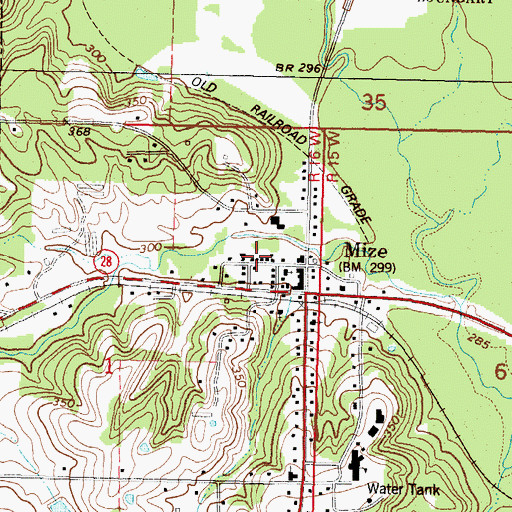 Topographic Map of Mize, MS