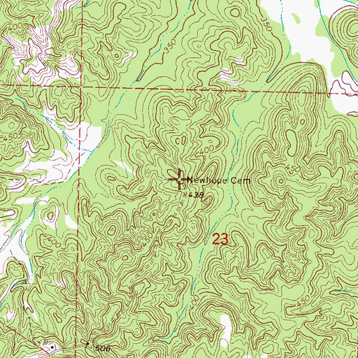 Topographic Map of Newhope Cemetery, MS