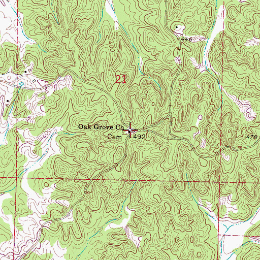 Topographic Map of Oak Grove Church, MS