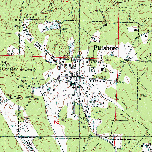 Topographic Map of Pittsboro, MS