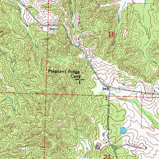 Topographic Map of Pleasant Ridge Cemetery, MS