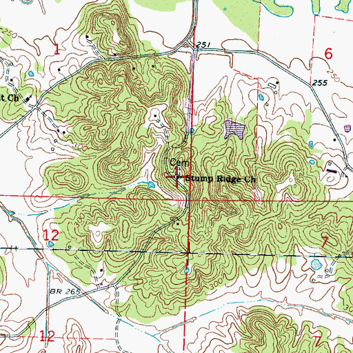 Topographic Map of Stump Ridge Church, MS