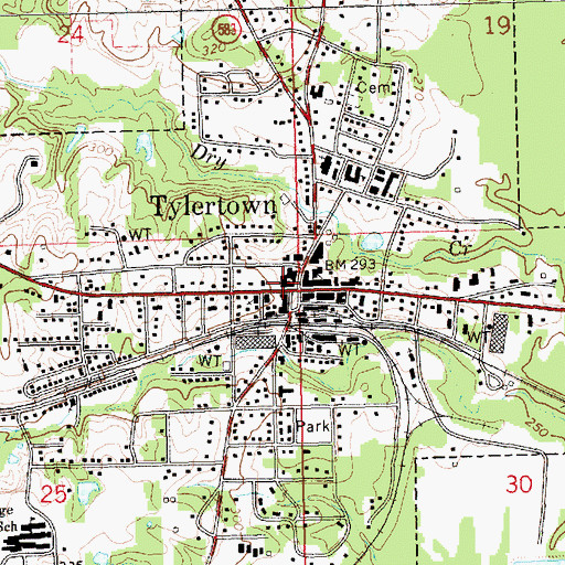 Topographic Map of Tylertown, MS