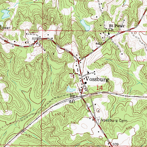 Topographic Map of Vossburg, MS