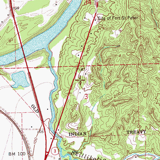 Topographic Map of Redwood Ferry (historical), MS