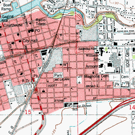 Topographic Map of Jennings Temple Christian Methodist Episcopal Church, MS
