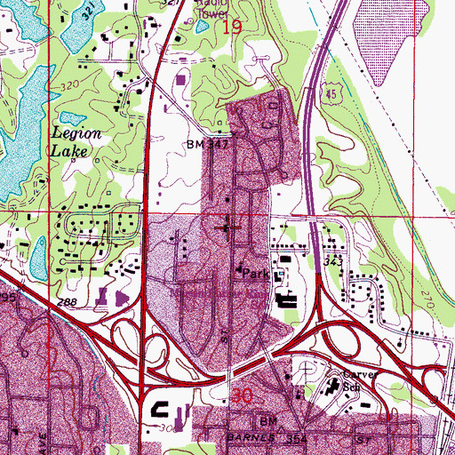 Topographic Map of Lane Chapel Christian Methodist Episcopal Church, MS