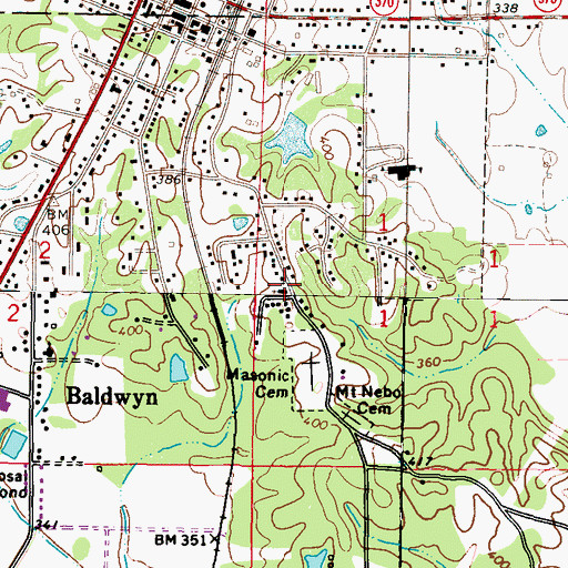 Topographic Map of Mount Nebo Christian Methodist Episcopal Church, MS