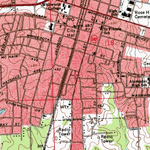 Topographic Map of Bethel African Methodist Episcopal Church, MS