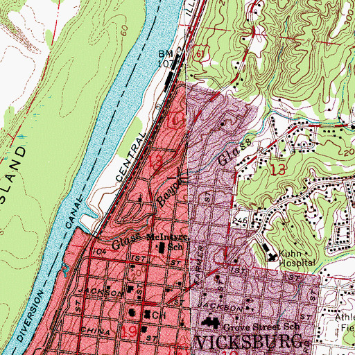 Topographic Map of Bunton Temple Christian Methodist Episcopal Church, MS