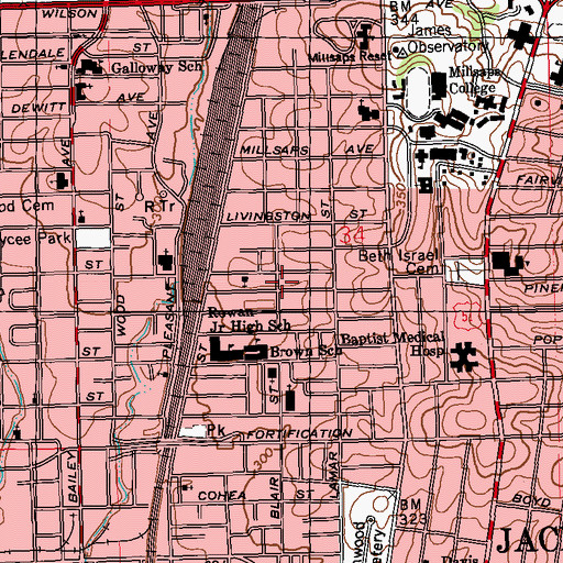 Topographic Map of Greater Blair Street African Methodist Episcopal Zion Church, MS