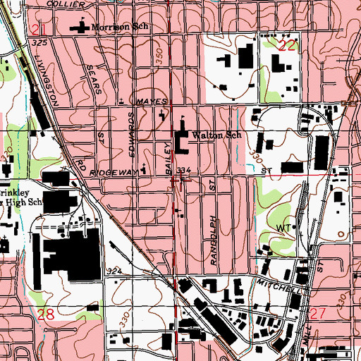 Topographic Map of Institutional African Methodist Episcopal Church, MS