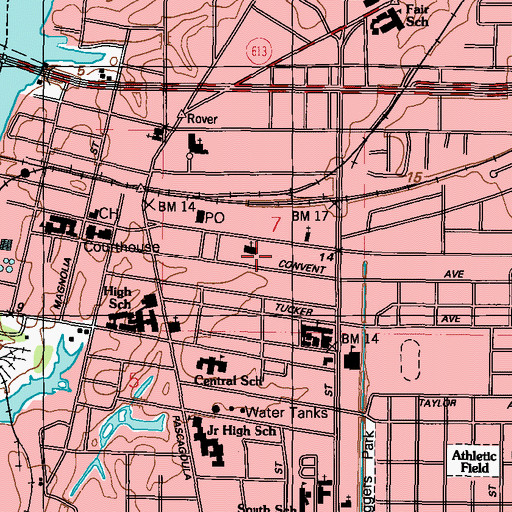 Topographic Map of Asbury Chapel African Methodist Episcopal Zion Church, MS