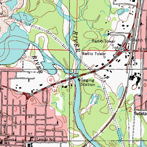 Topographic Map of Bouie River, MS