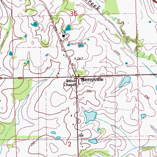 Topographic Map of Berryville, MS