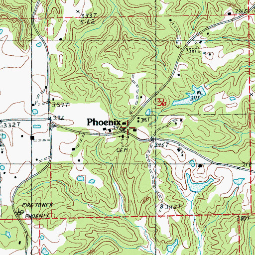 Topographic Map of Phoenix, MS