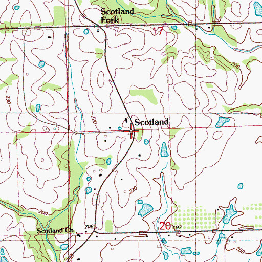 Topographic Map of Scotland, MS