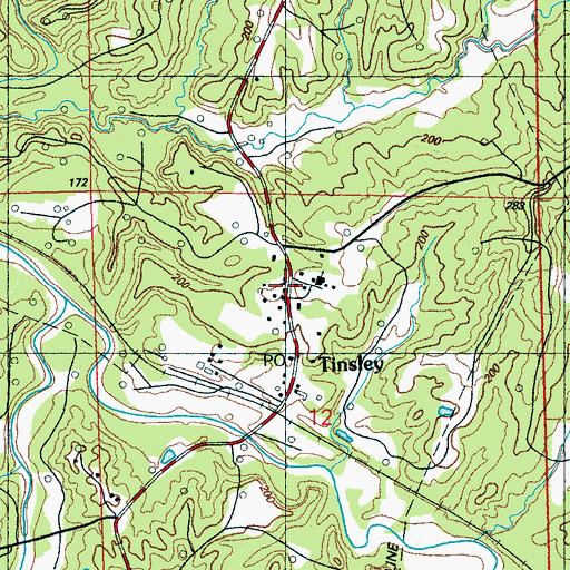 Topographic Map of Tinsley, MS