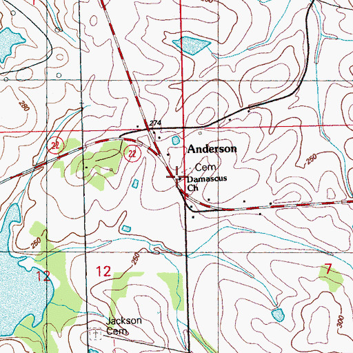 Topographic Map of Damascus Church, MS