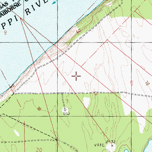 Topographic Map of Rodney Island Oil Field, MS
